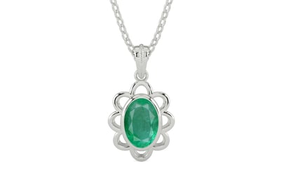 Sterling Silver Emerald Pendant Limited Quality (P3)
