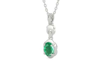 Sterling Silver Emerald Pendant Limited Quality (P6)