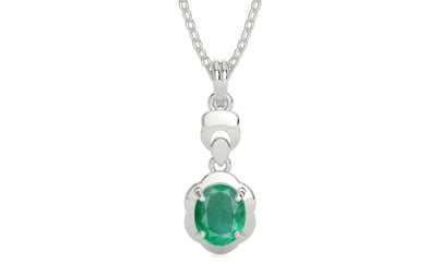 Sterling Silver Emerald Pendant Limited Quality (P6)