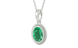 Sterling Silver Emerald Pendant Limited Quality (P7)
