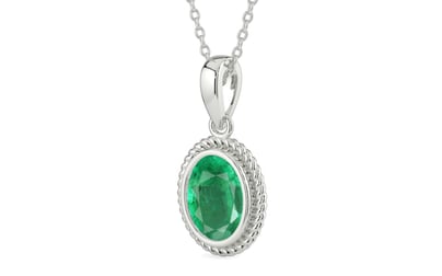 Sterling Silver Emerald Pendant Limited Quality (P7)