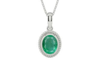 Sterling Silver Emerald Pendant Limited Quality (P7)