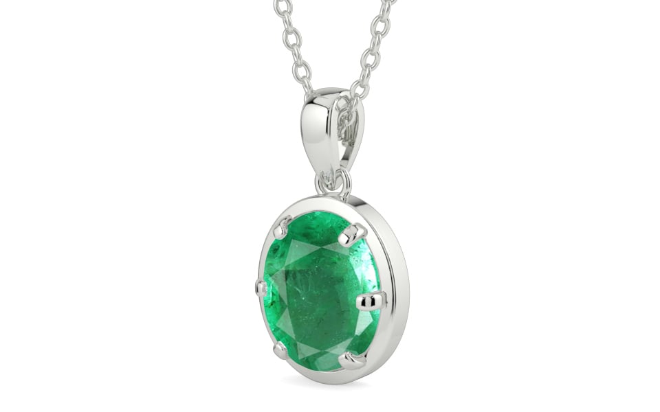 Sterling Silver Emerald Pendant Limited Quality (P8)