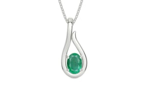 Sterling Silver Emerald Pendant Limited Quality (P9)