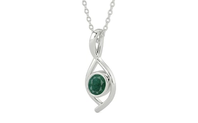 Sterling Silver Emerald Pendant Prime Quality (P1)