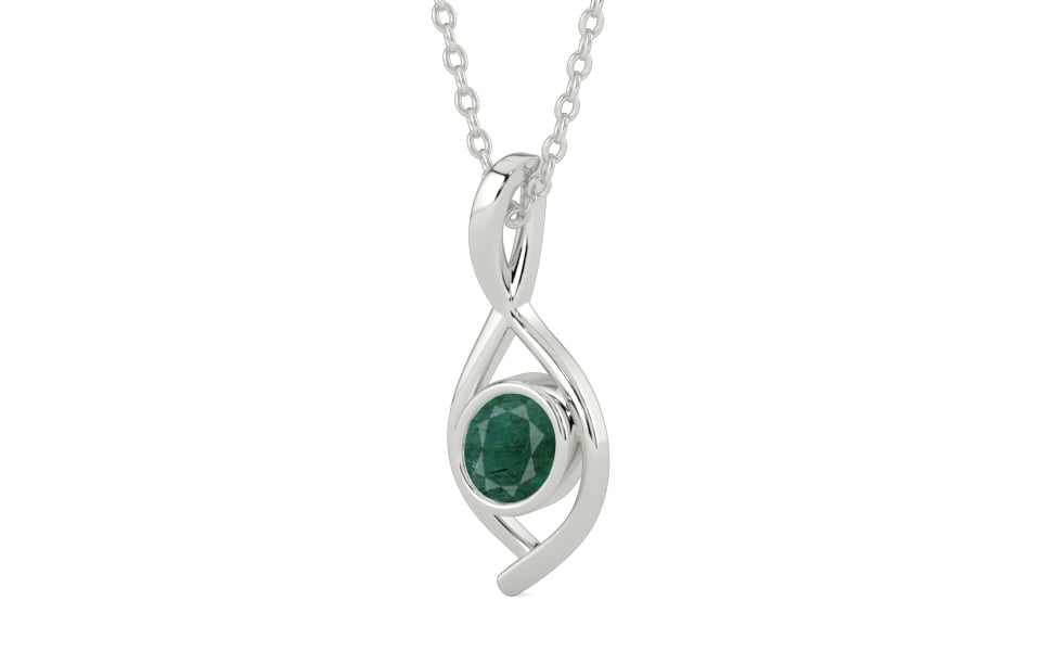 Sterling Silver Emerald Pendant Prime Quality (P1)