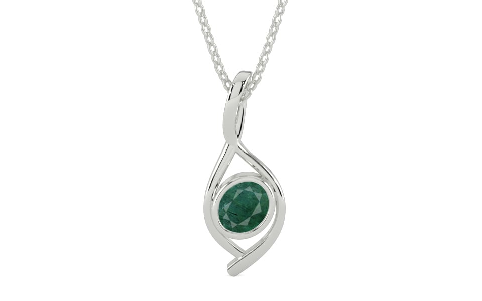 Sterling Silver Emerald Pendant Prime Quality (P1)