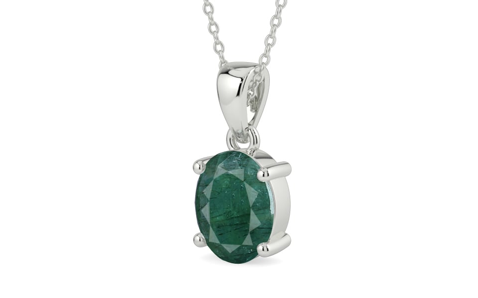 Sterling Silver Emerald Pendant Prime Quality (P10)