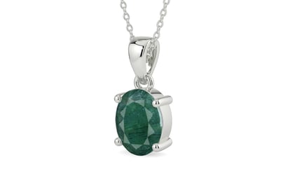 Sterling Silver Emerald Pendant Prime Quality (P10)