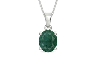 Sterling Silver Emerald Pendant Prime Quality (P10)