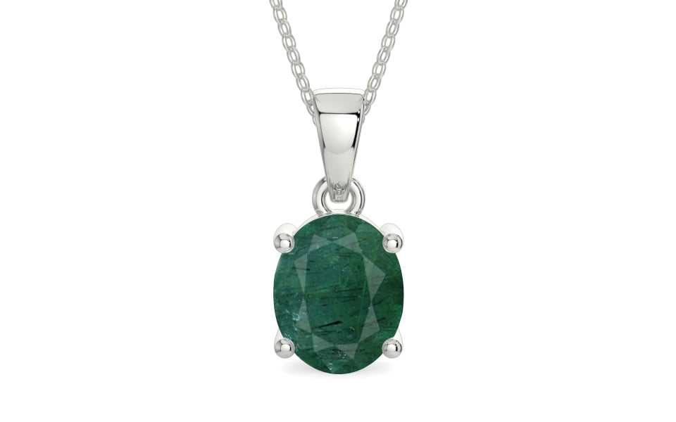 Sterling Silver Emerald Pendant Prime Quality (P10)
