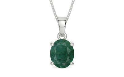 Sterling Silver Emerald Pendant Prime Quality (P10)