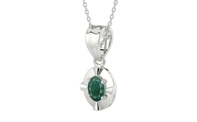 Sterling Silver Emerald Pendant Prime Quality (P11)
