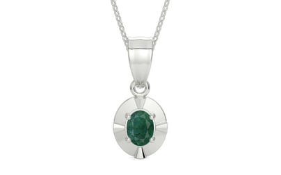 Sterling Silver Emerald Pendant Prime Quality (P11)