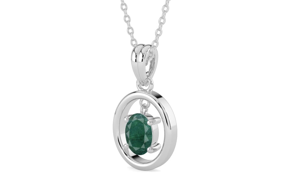 Sterling Silver Emerald Pendant Prime Quality (P2)