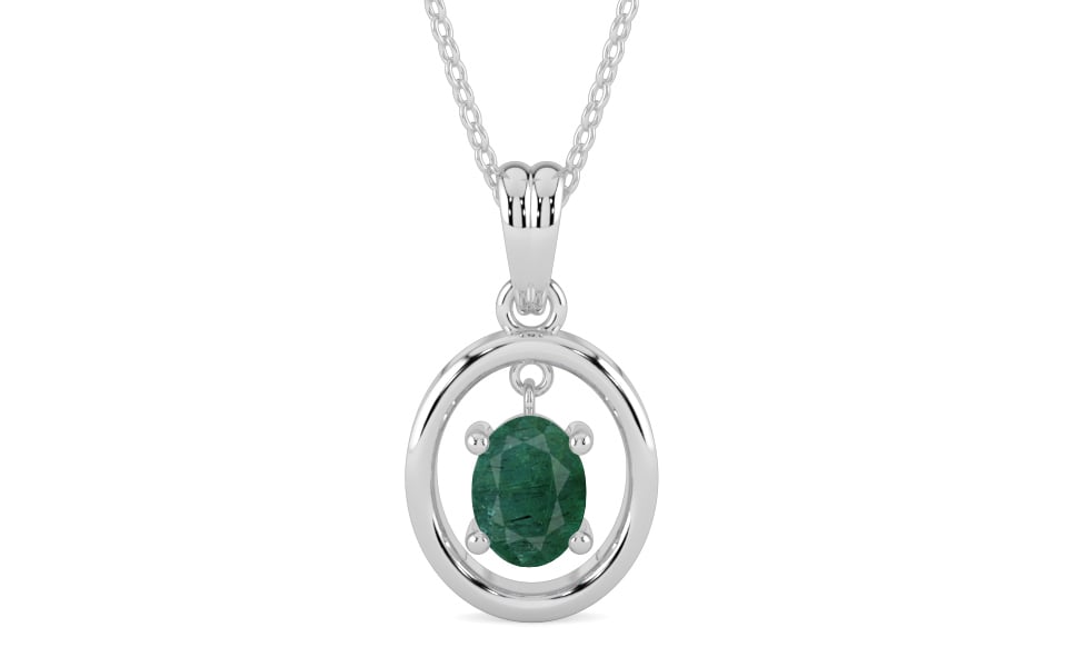 Sterling Silver Emerald Pendant Prime Quality (P2)