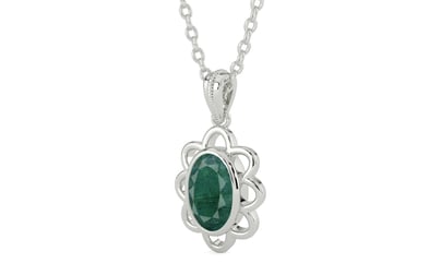 Sterling Silver Emerald Pendant Prime Quality (P3)