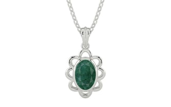 Sterling Silver Emerald Pendant Prime Quality (P3)