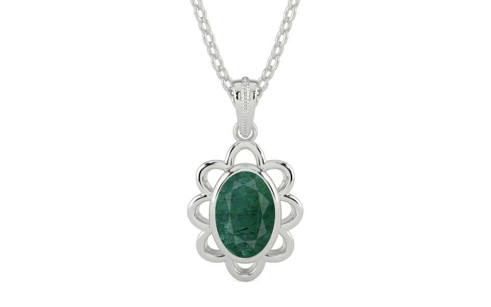 Sterling Silver Emerald Pendant Prime Quality (P3)