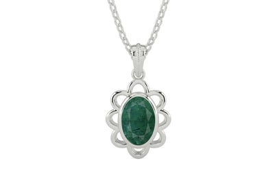 Sterling Silver Emerald Pendant Prime Quality (P3)