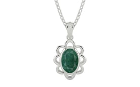 Sterling Silver Emerald Pendant Prime Quality (P3)