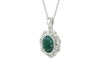 Sterling Silver Emerald Pendant Prime Quality (P5)