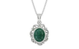 Sterling Silver Emerald Pendant Prime Quality (P5)
