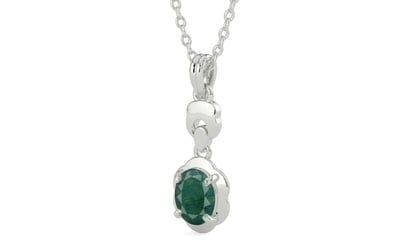 Sterling Silver Emerald Pendant Prime Quality (P6)