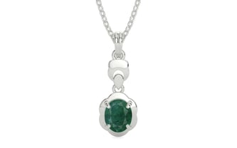 Sterling Silver Emerald Pendant Prime Quality (P6)