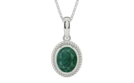 Sterling Silver Emerald Pendant Prime Quality (P7)