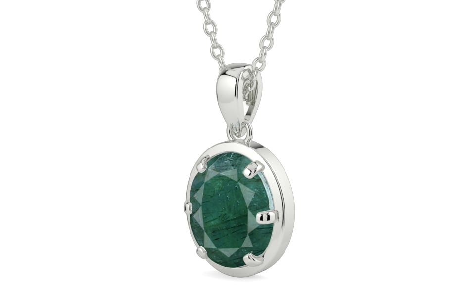 Sterling Silver Emerald Pendant Prime Quality (P8)