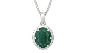 Sterling Silver Emerald Pendant Prime Quality (P8)