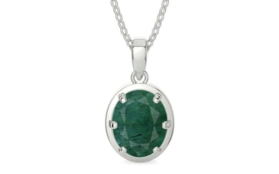 Sterling Silver Emerald Pendant Prime Quality (P8)