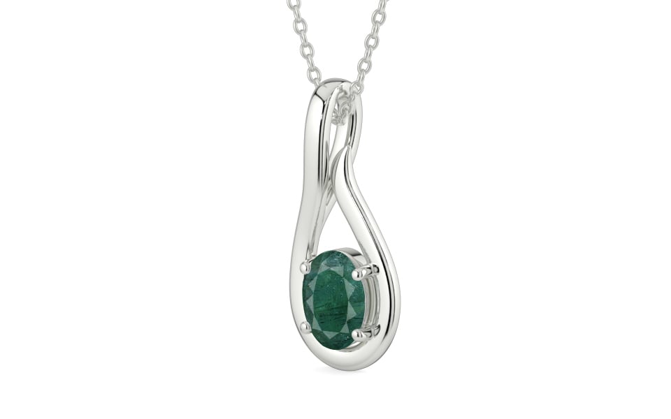 Sterling Silver Emerald Pendant Prime Quality (P9)