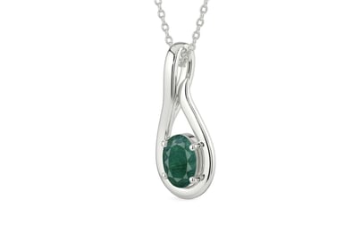 Sterling Silver Emerald Pendant Prime Quality (P9)