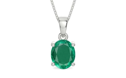 Sterling Silver Emerald Pendant Rare Quality (P10)