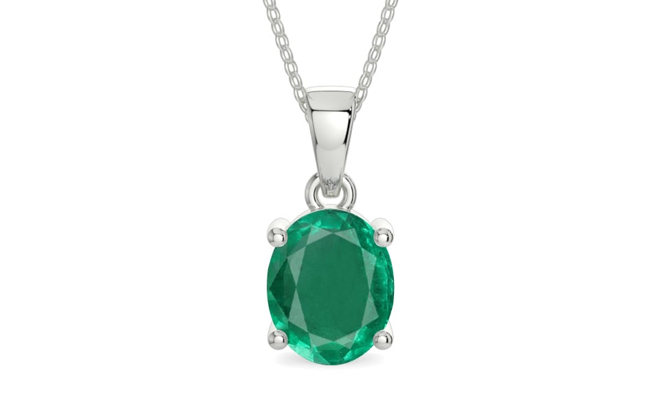 Sterling Silver Emerald Pendant Rare Quality (P10)