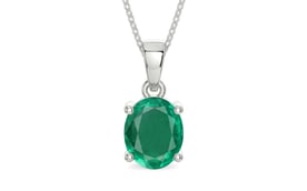 Sterling Silver Emerald Pendant Rare Quality (P10)