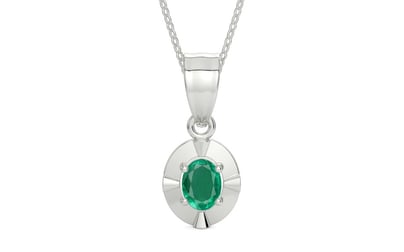 Sterling Silver Emerald Pendant Rare Quality (P11)