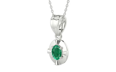 Sterling Silver Emerald Pendant Rare Quality (P11)