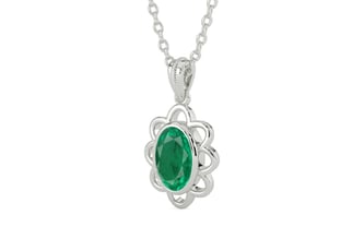 Sterling Silver Emerald Pendant Rare Quality (P3)