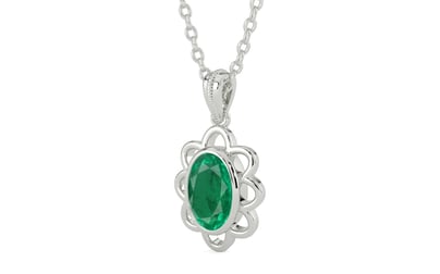 Sterling Silver Emerald Pendant Rare Quality (P3)