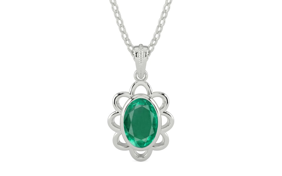 Sterling Silver Emerald Pendant Rare Quality (P3)