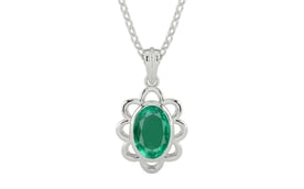 Sterling Silver Emerald Pendant Rare Quality (P3)
