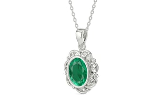 Sterling Silver Emerald Pendant Rare Quality (P5)