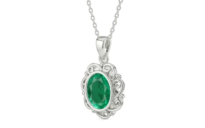 Sterling Silver Emerald Pendant Rare Quality (P5)
