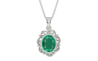 Sterling Silver Emerald Pendant Rare Quality (P5)