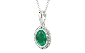 Sterling Silver Emerald Pendant Rare Quality (P7)