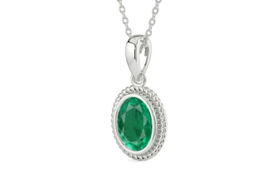 Sterling Silver Emerald Pendant Rare Quality (P7)