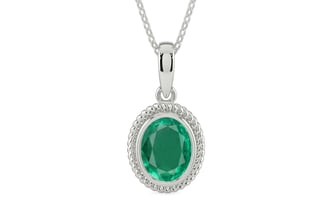 Sterling Silver Emerald Pendant Rare Quality (P7)